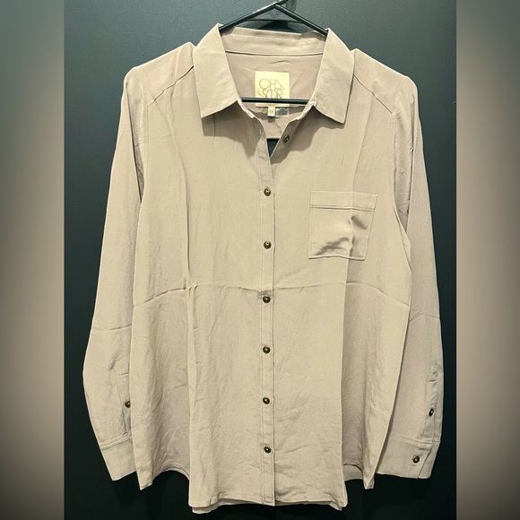 Chaser Sheer Collared Button-up with Cut-out Back… - Picture 3 of 8